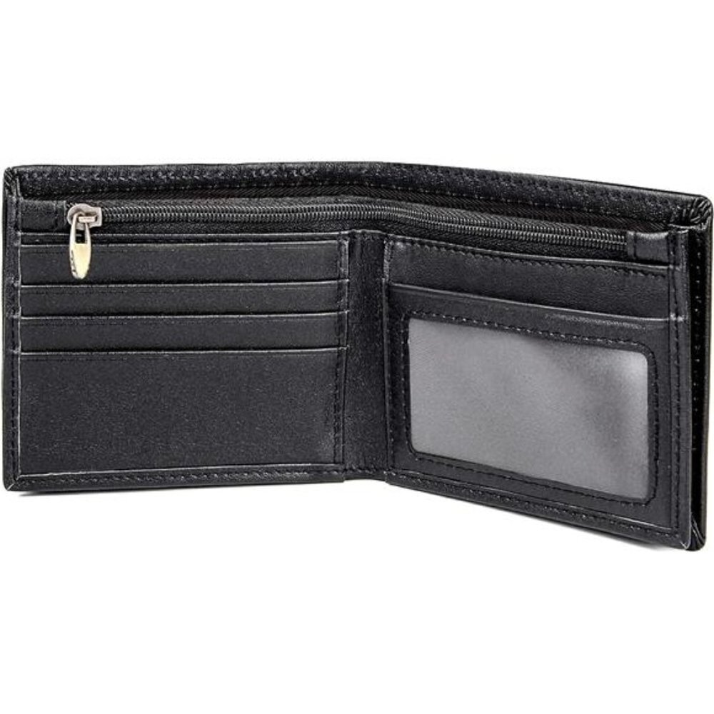 RFID Blocking Bifold Wallet Men Black Genuine Leather